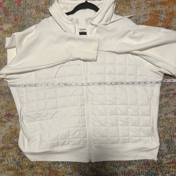 Old Navy Active Puffer Zipper Hoodie Sweatshirt Coat White Size XXL - Picture 3 of 7